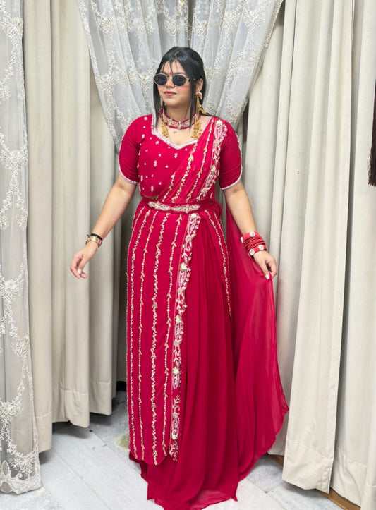 Designer Ready-to-Wear Saree for Women | Premium Pink Saree