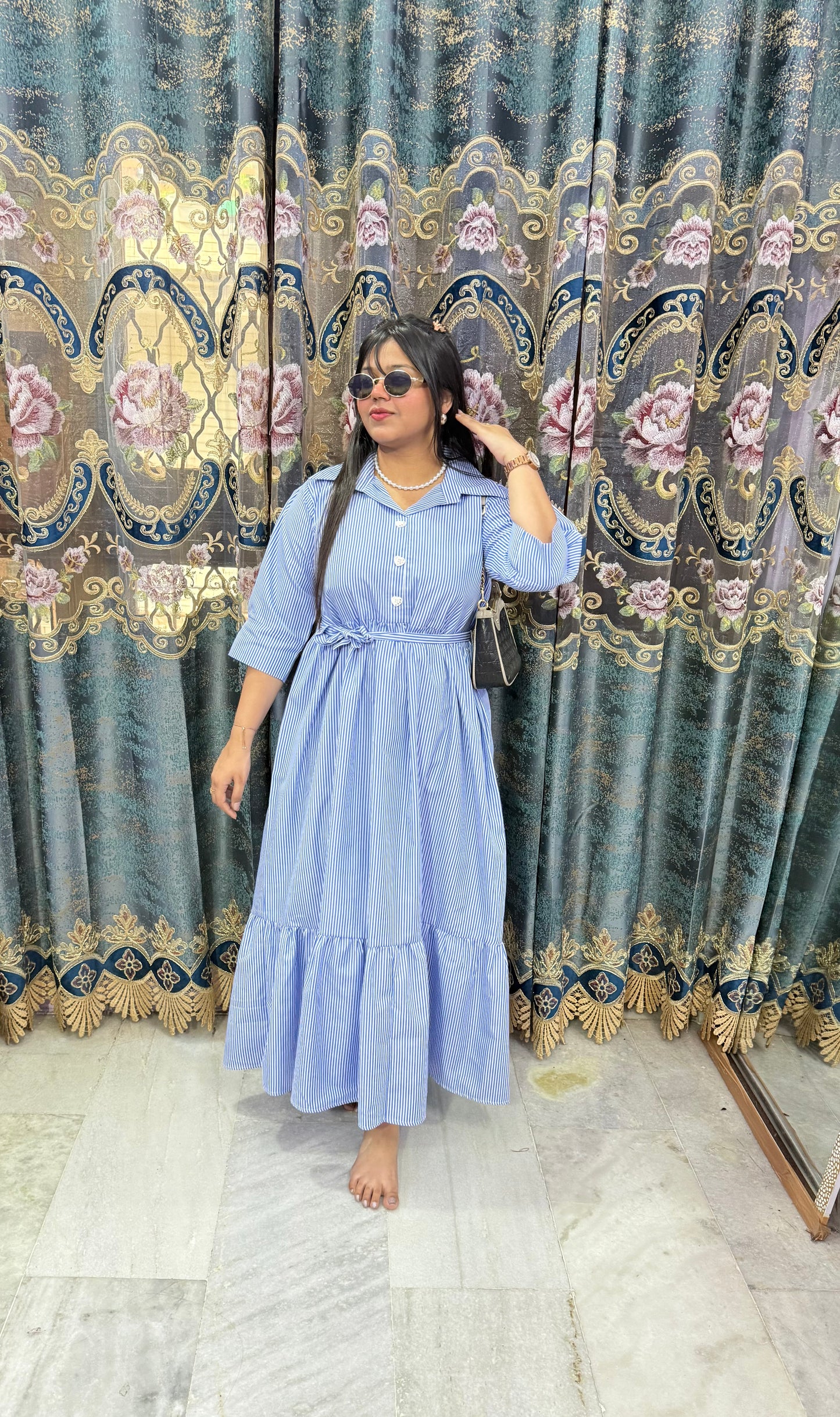 Checked Long Dress