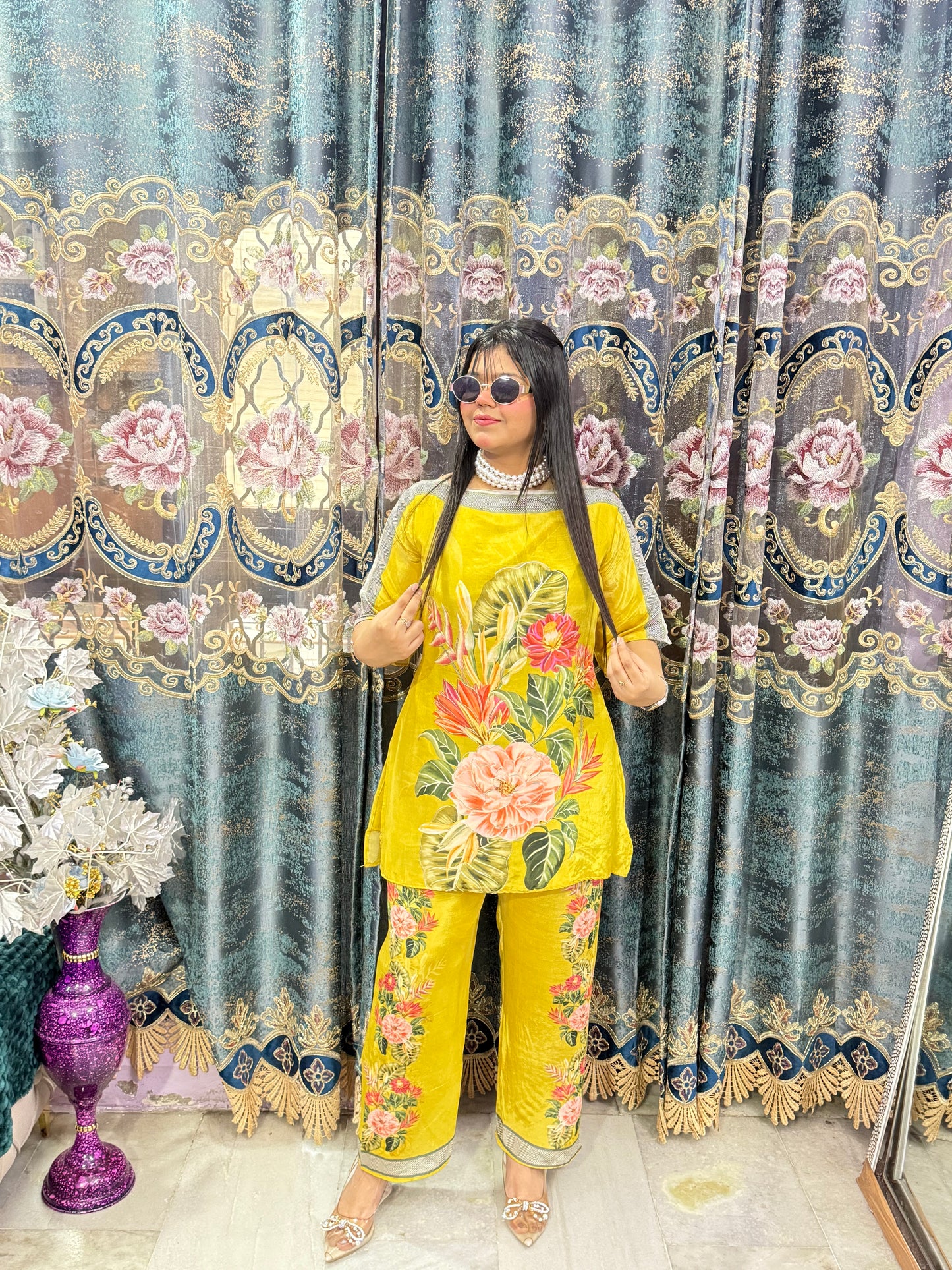 Pure Crepe Florish Co-ord Set