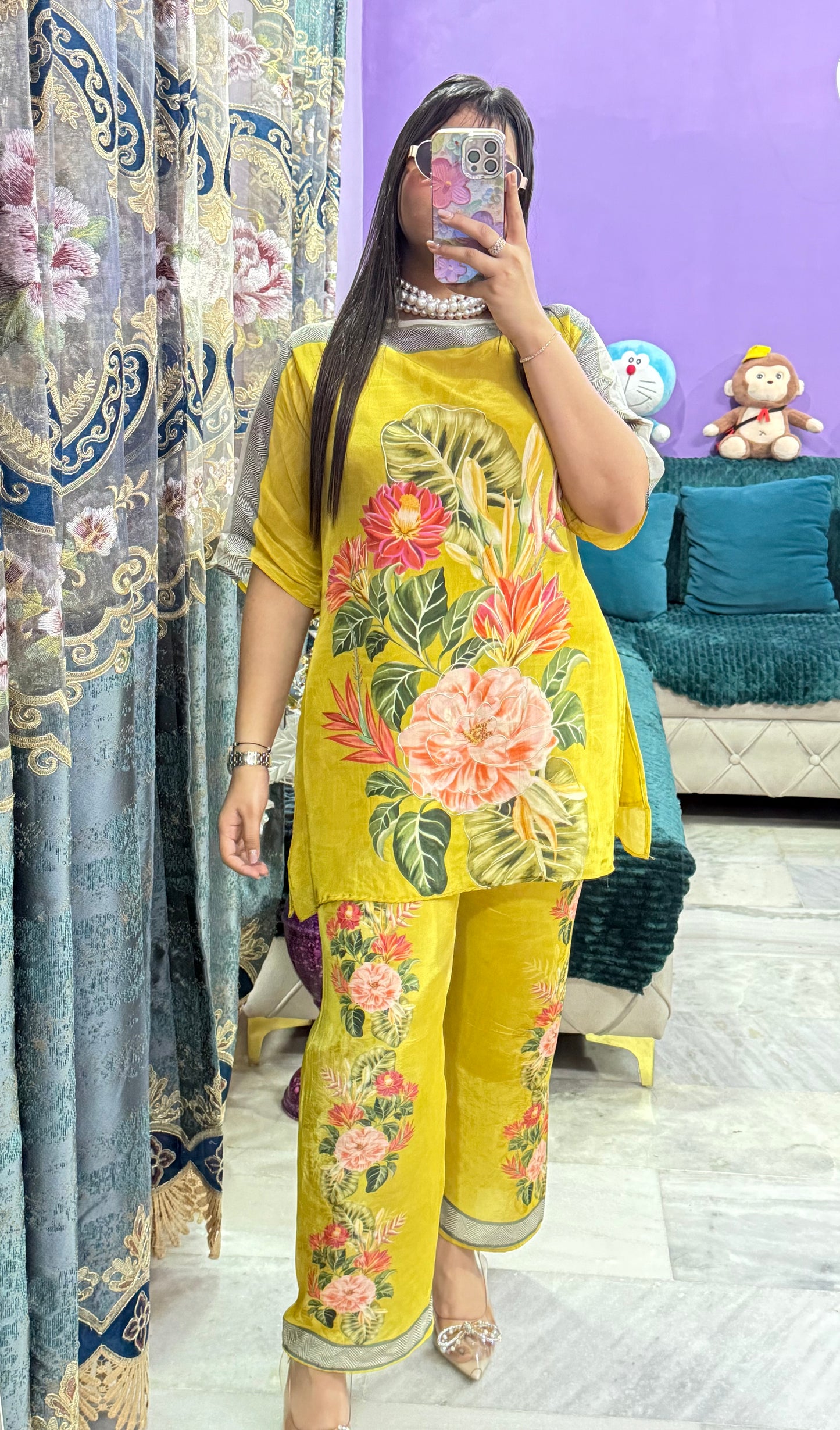 Pure Crepe Florish Co-ord Set