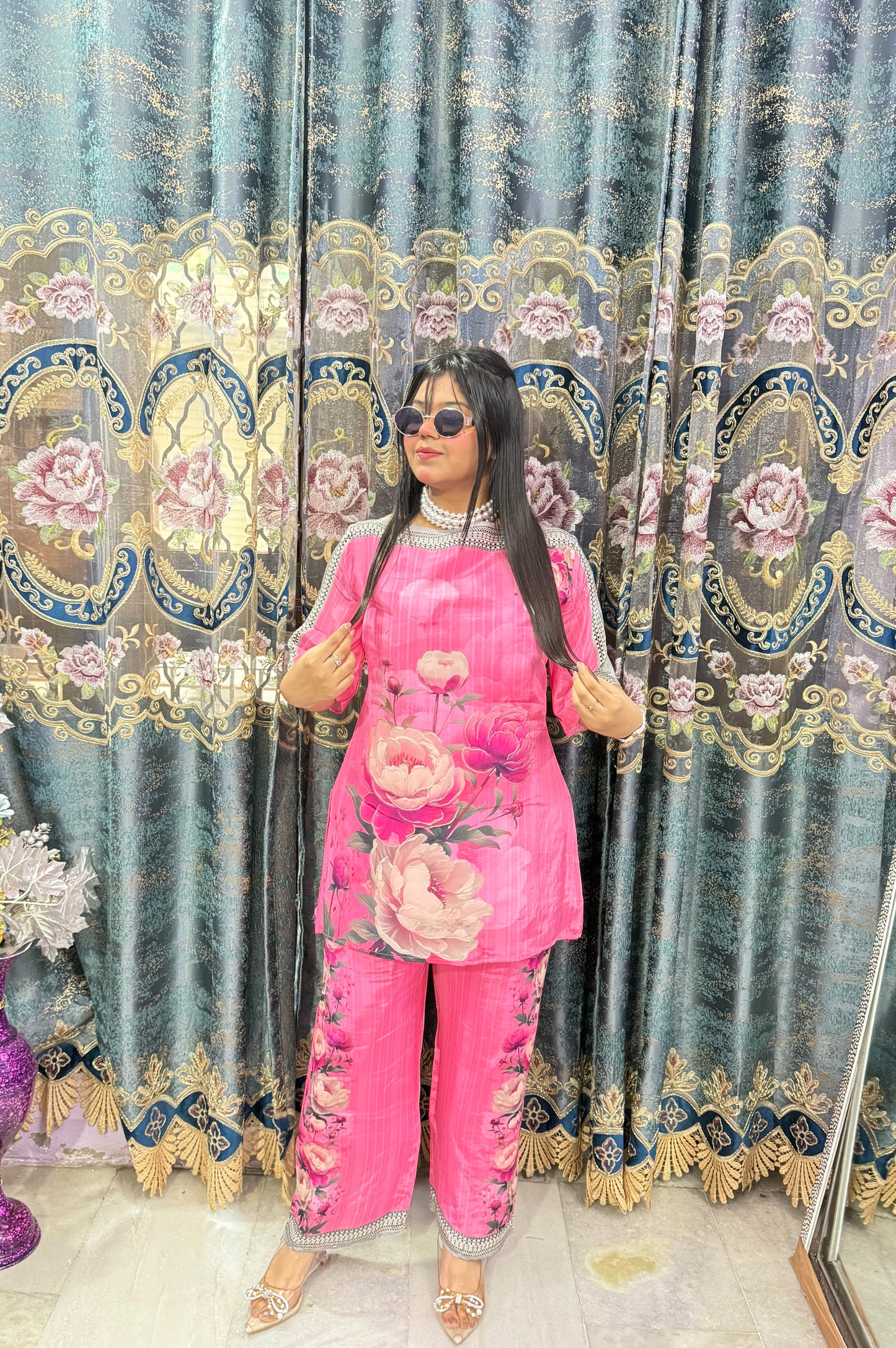 Pure Crepe Florish Co-ord Set