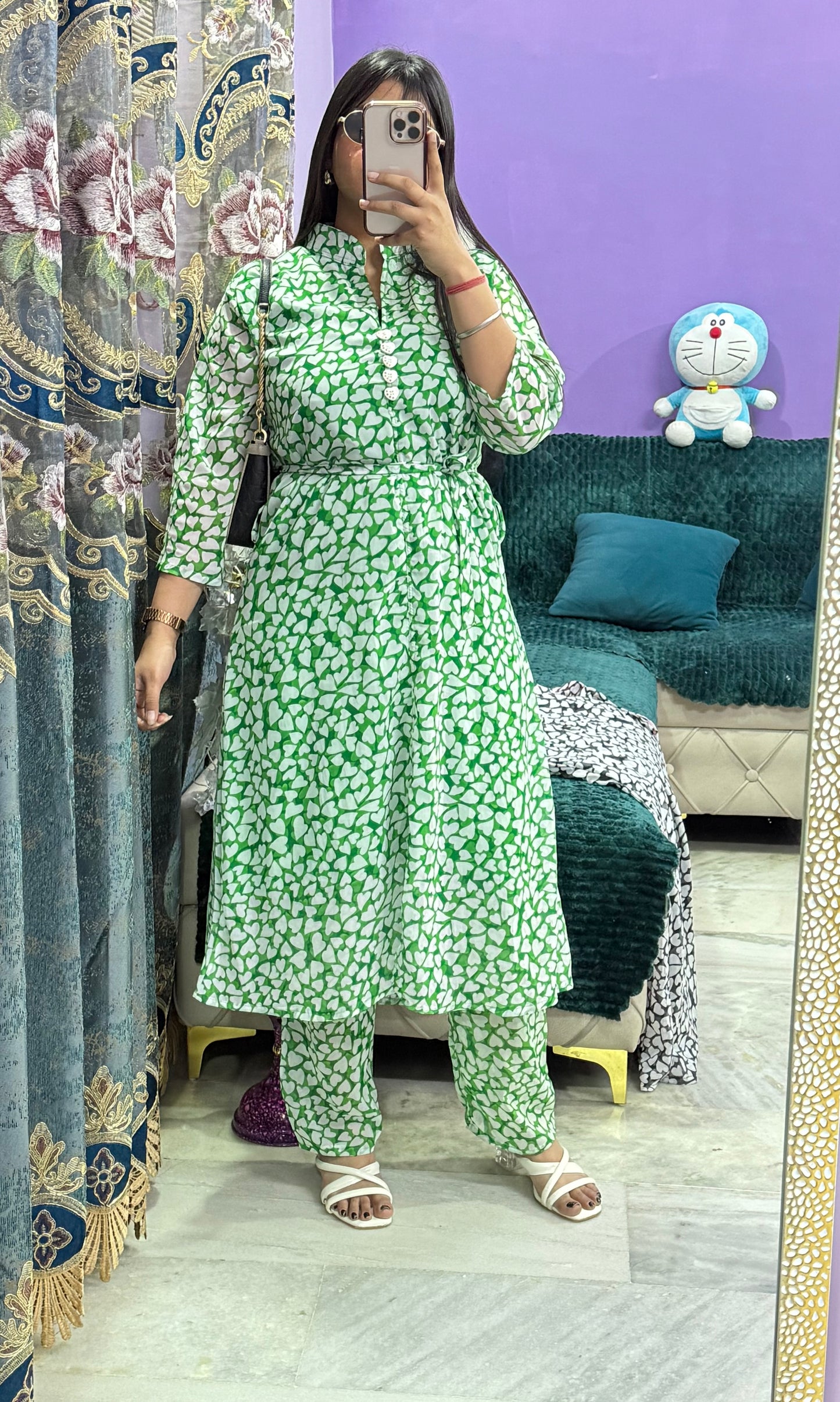Pretty Heart Printed Georgette Dress