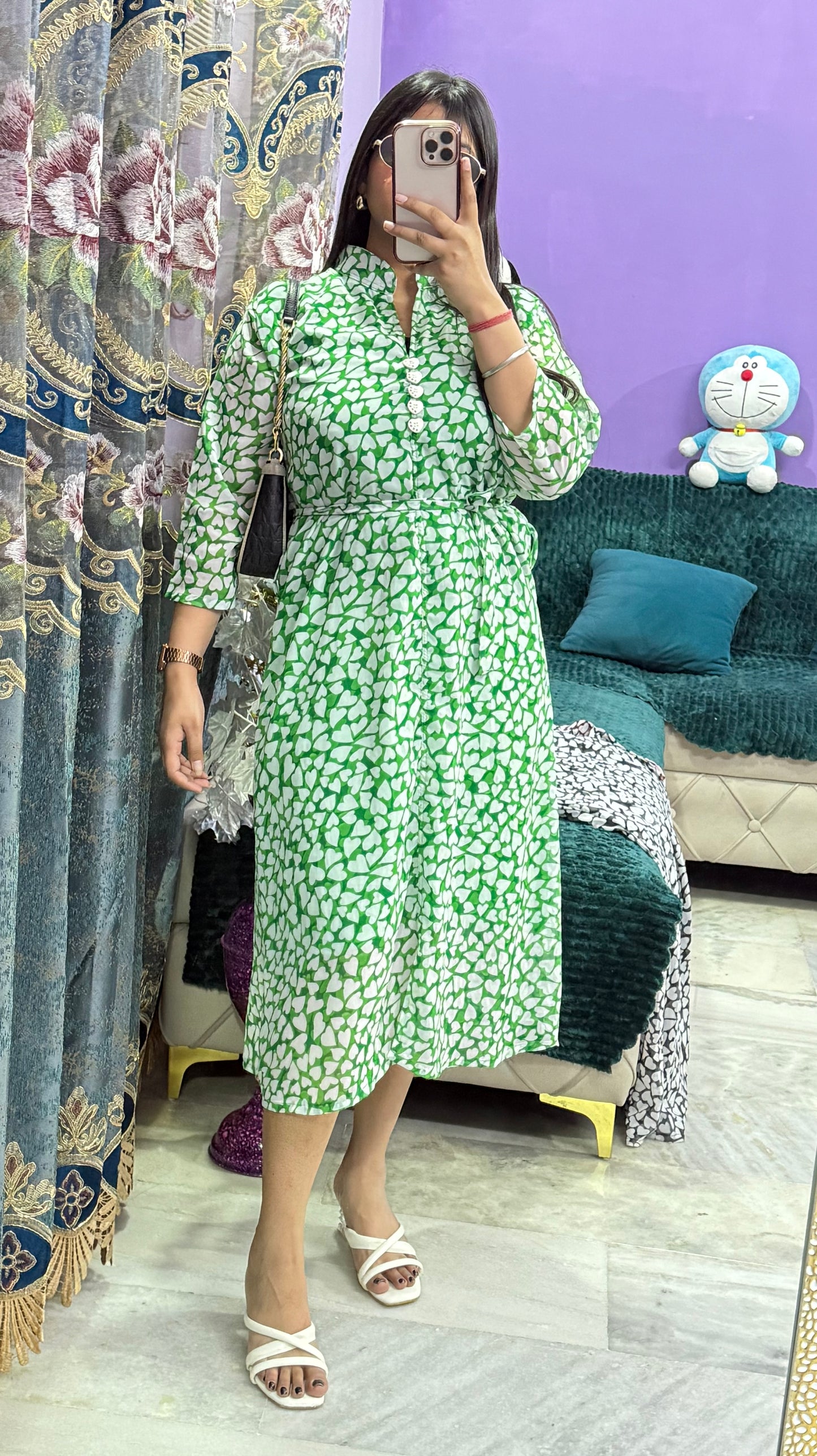 Pretty Heart Printed Georgette Dress