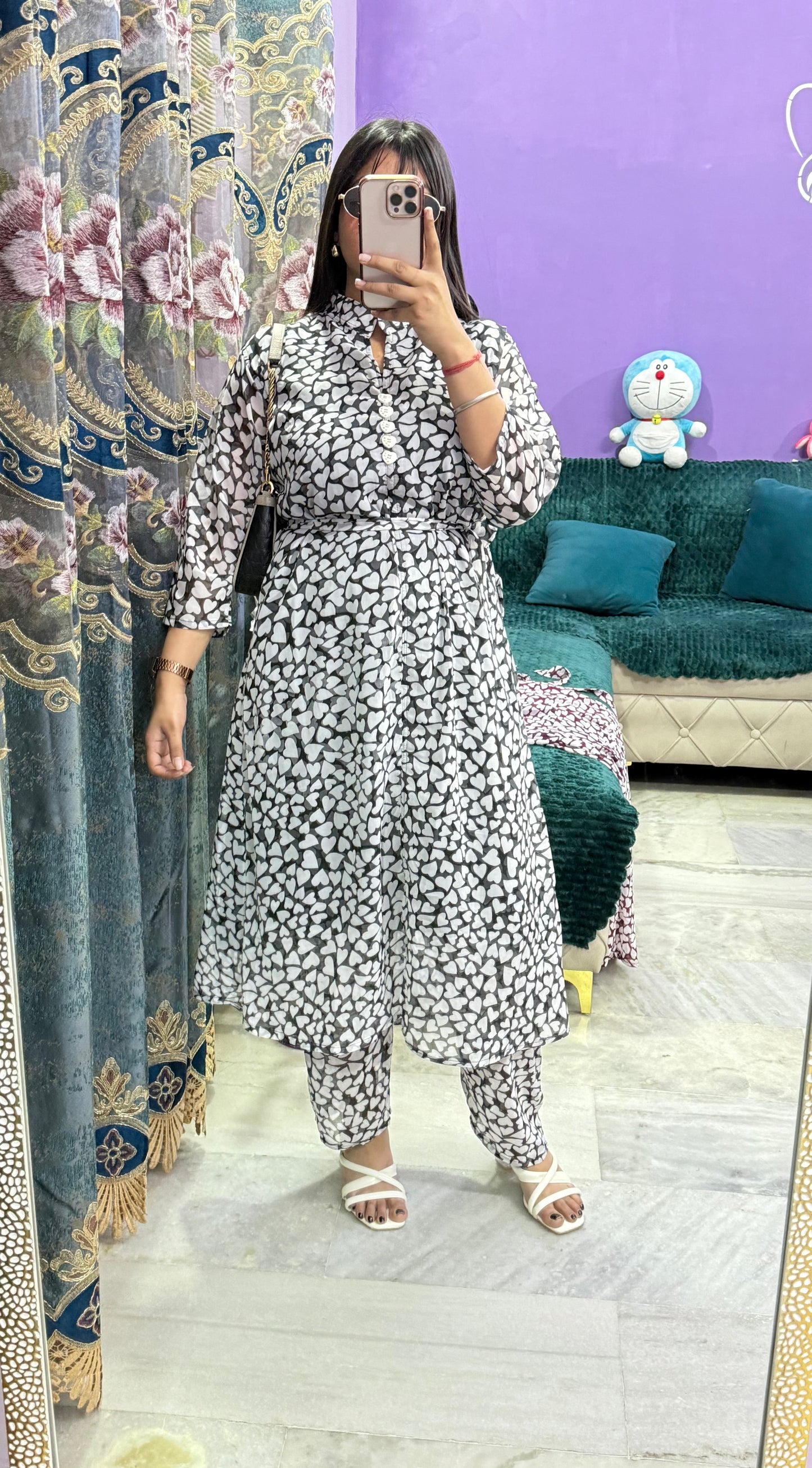 Pretty Heart Printed Georgette Dress