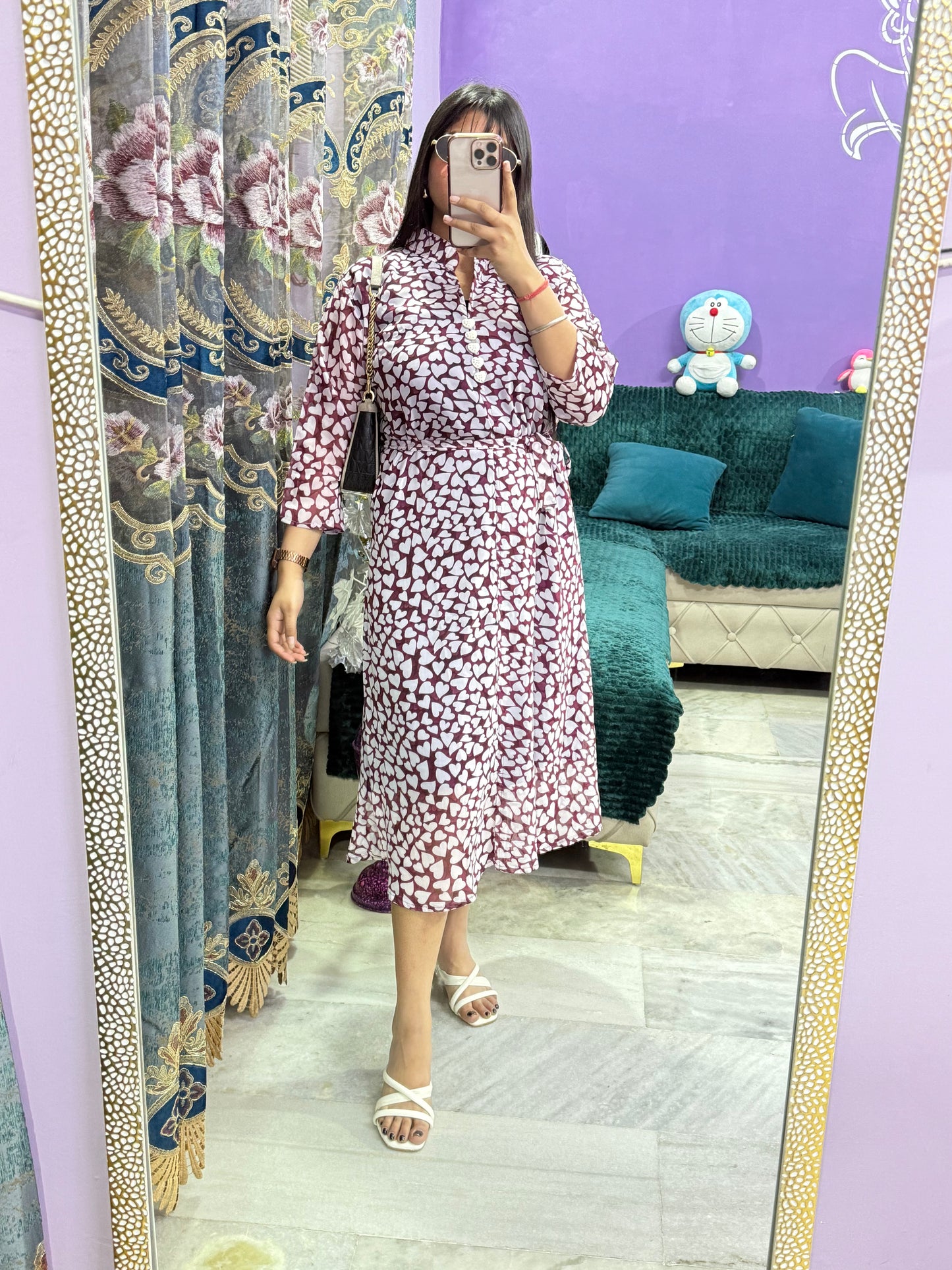 Pretty Heart Printed Georgette Dress