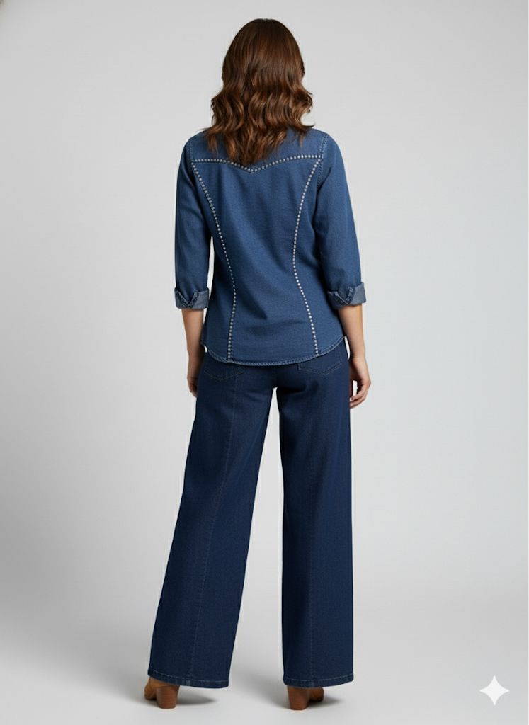 LINING STONE WORK DENIM CO-ORD SET