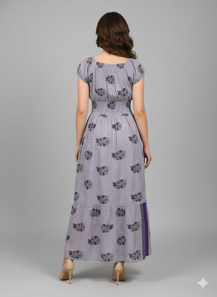 WHITE SMOKE DRESS WITH PURPLE
