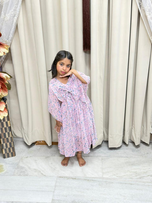 Cute Georgette Bow Dress for Kids (Free Size 26–32)