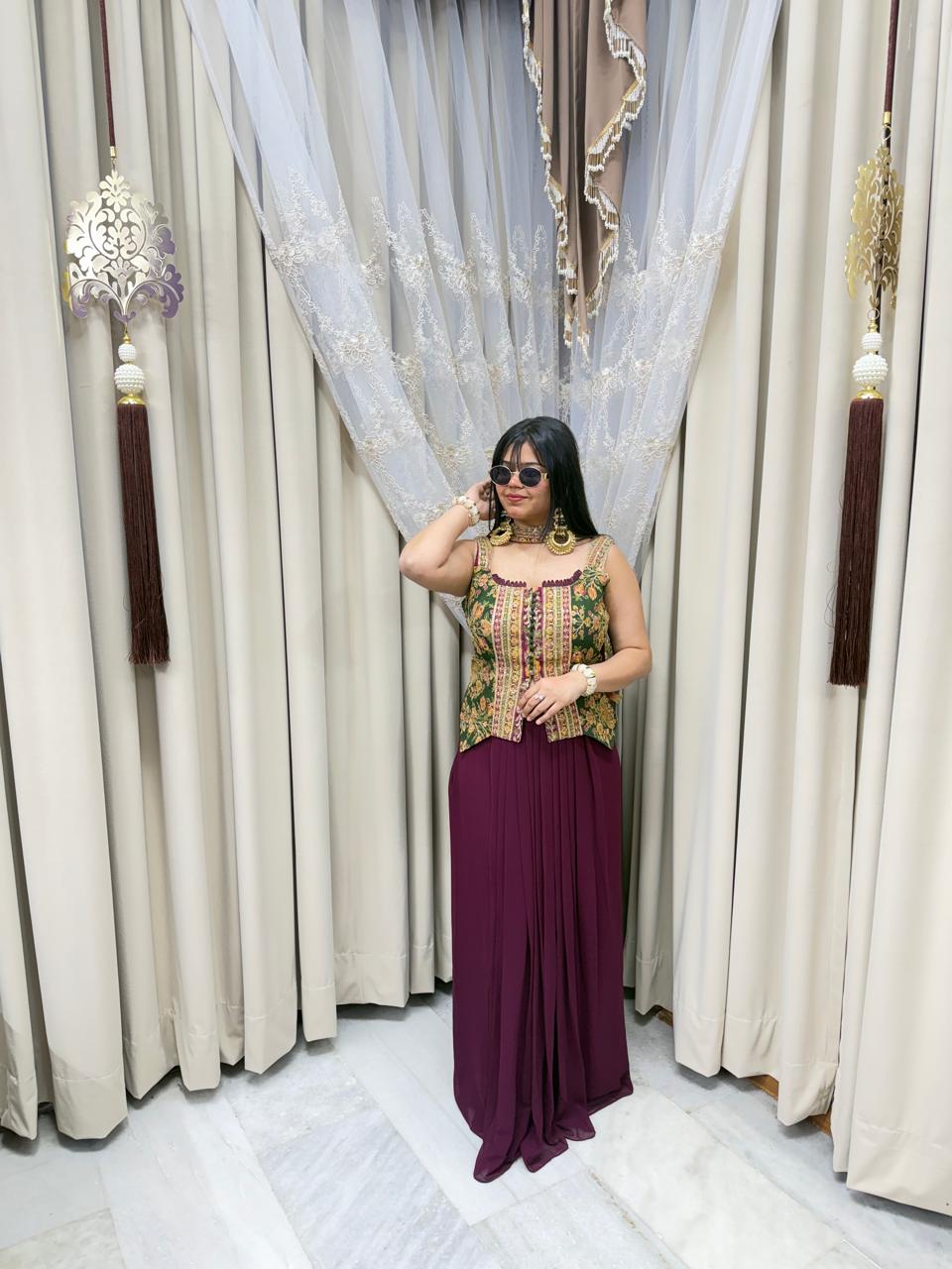 Designer Embroidered Skirt Set for Women | Georgette Long Skirt with Stylish Top | Party & Festive Wear |