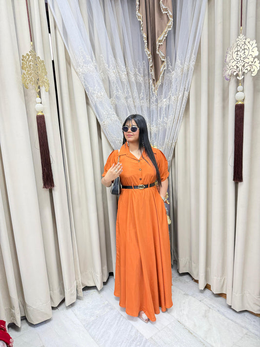 Stylish Belt Flared Dress – Elegant & Trendy Look
