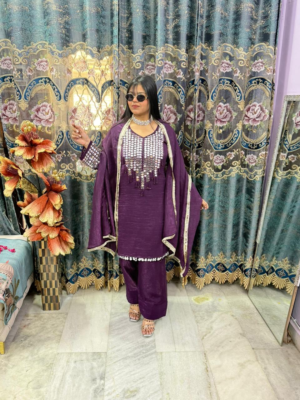 THE FARSHI MIRROR PARTY WEAR SUIT