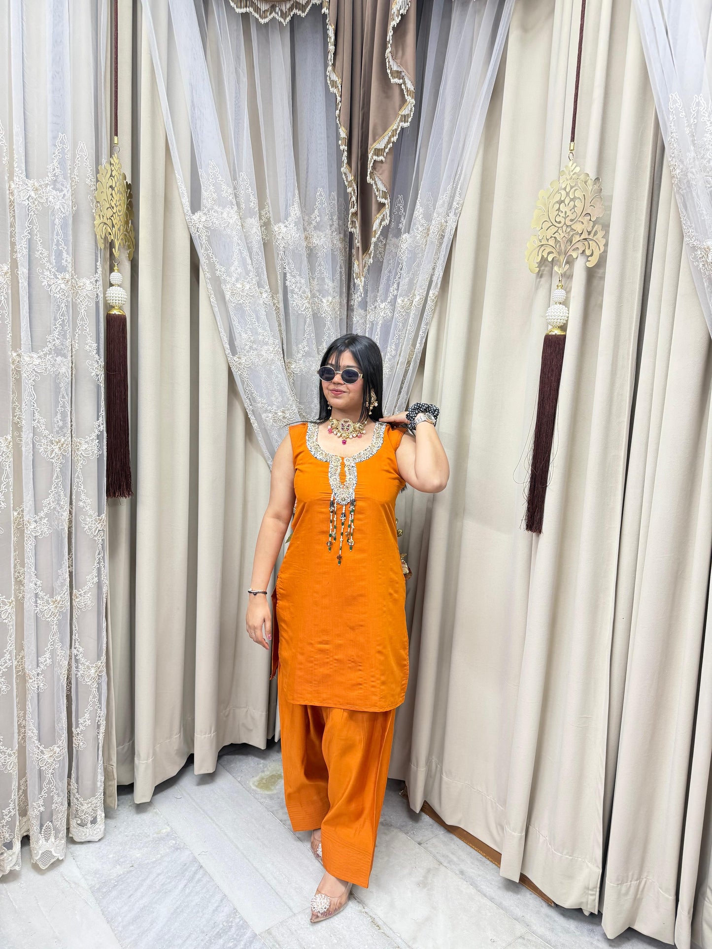 Shilpa Shetty–Inspired Farshi Co-Ord Set | Cotton Silk | Sizes L to 3XL