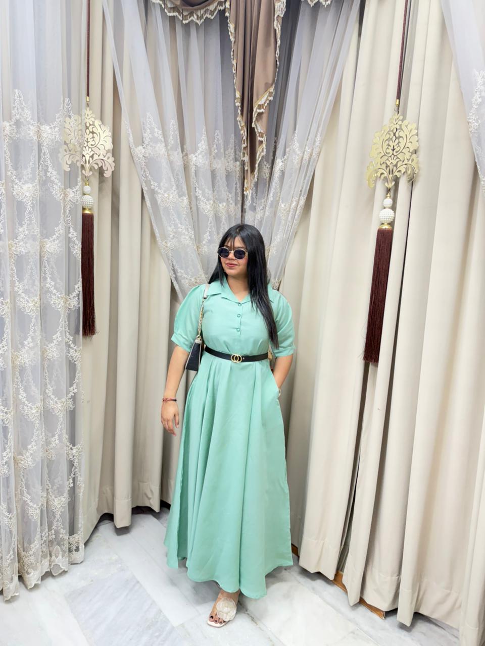 Stylish Belt Flared Dress โ Elegant & Trendy Look