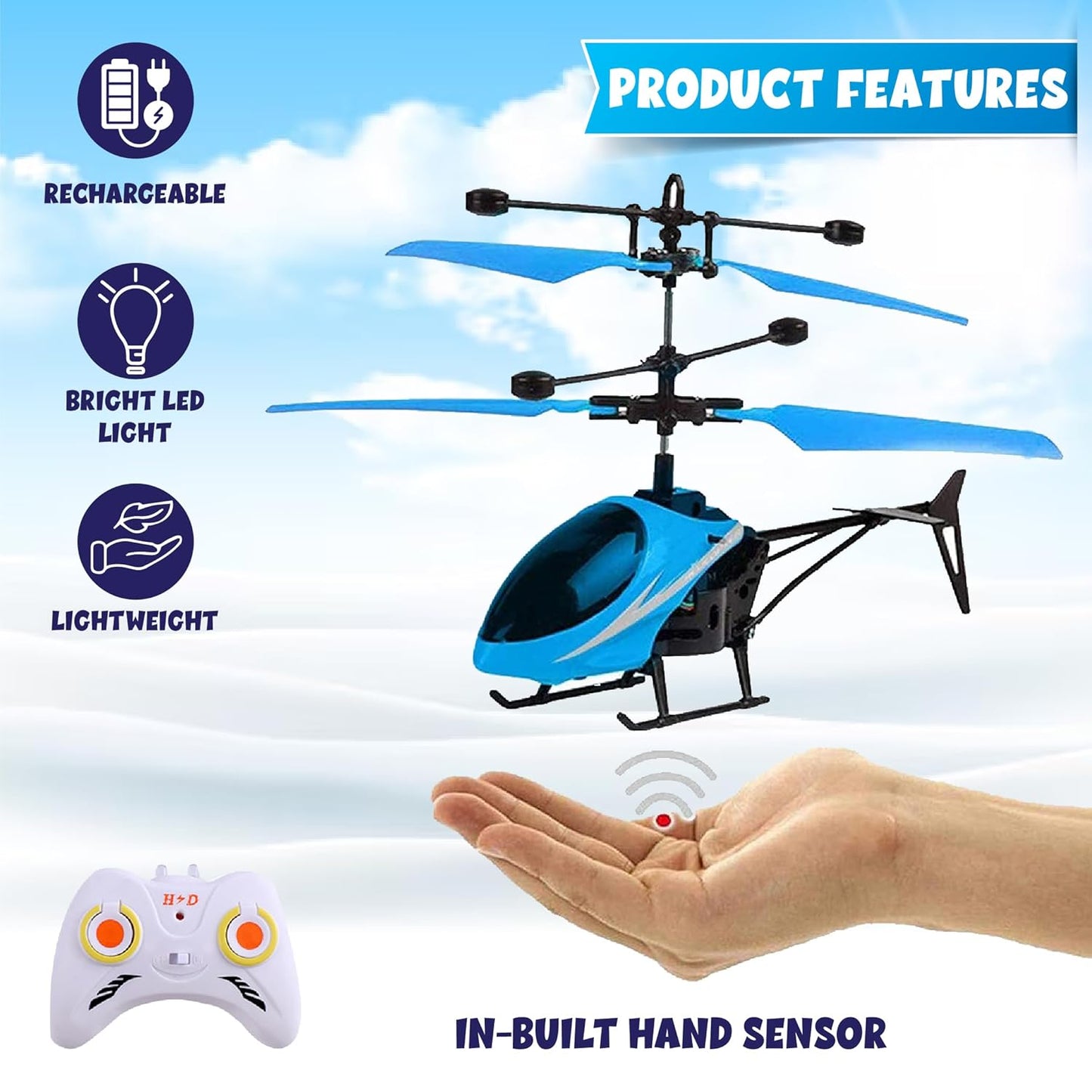 Remote Control Helicopter with Hand Gravity Sensor USB Charging Helicopter Toy (Random color )