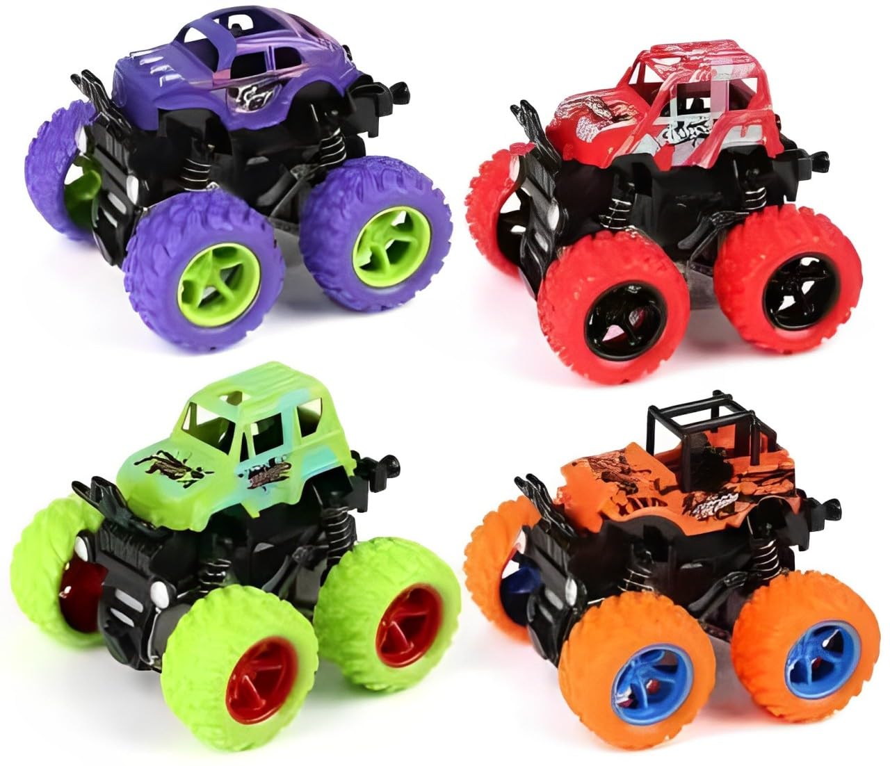 Monster Trucks, Friction Powered monster Car Toys for Boys 3-7 Years Old, Durable High-Density Alloy and Non-Toxic Plastic, Non-Slip Tires for Educational Play (Multicolor)