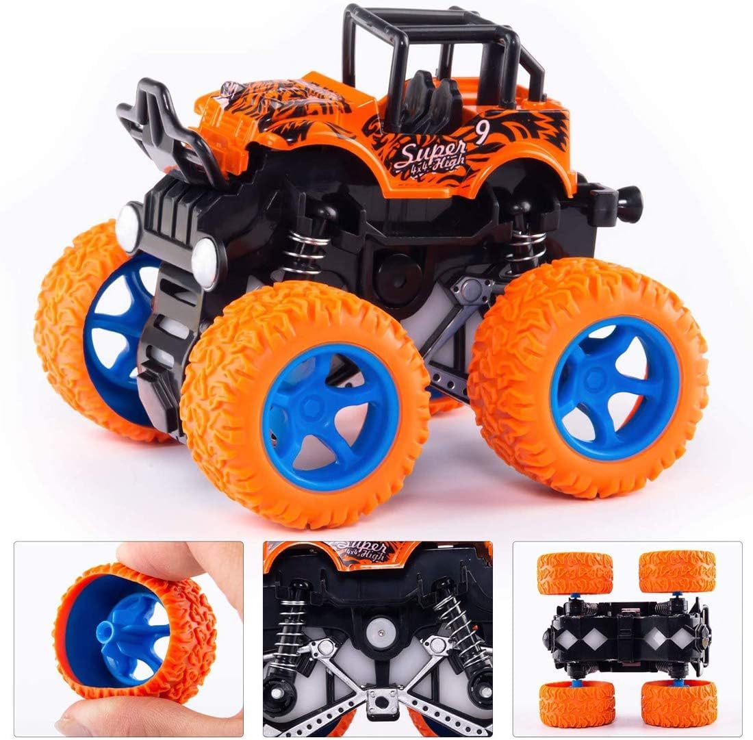 Monster Trucks, Friction Powered monster Car Toys for Boys 3-7 Years Old, Durable High-Density Alloy and Non-Toxic Plastic, Non-Slip Tires for Educational Play (Multicolor)