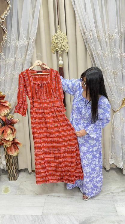 Comfortable Smocked Feeding Dress for Daily Wear (M to 5XL)
