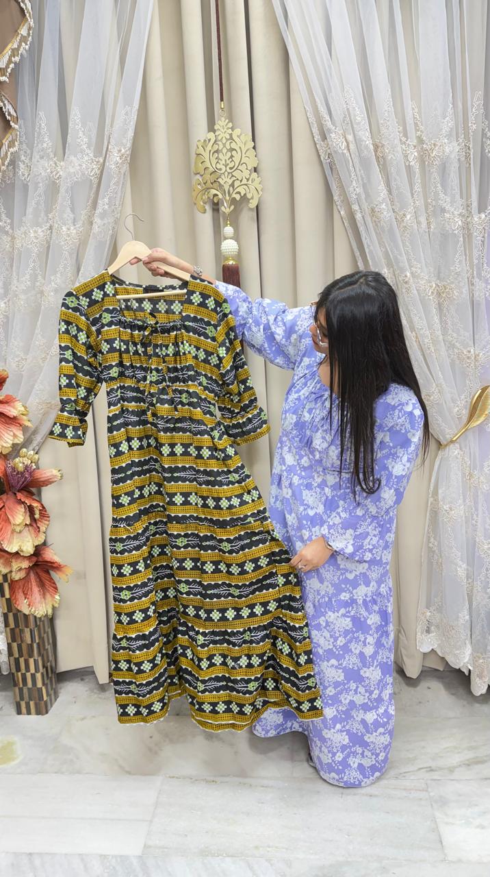 Comfortable Smocked Feeding Dress for Daily Wear (M to 5XL)
