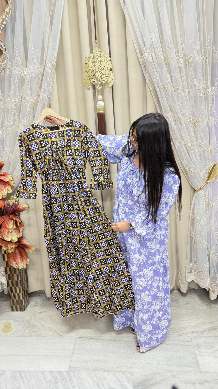 Comfortable Smocked Feeding Dress for Daily Wear (M to 5XL)