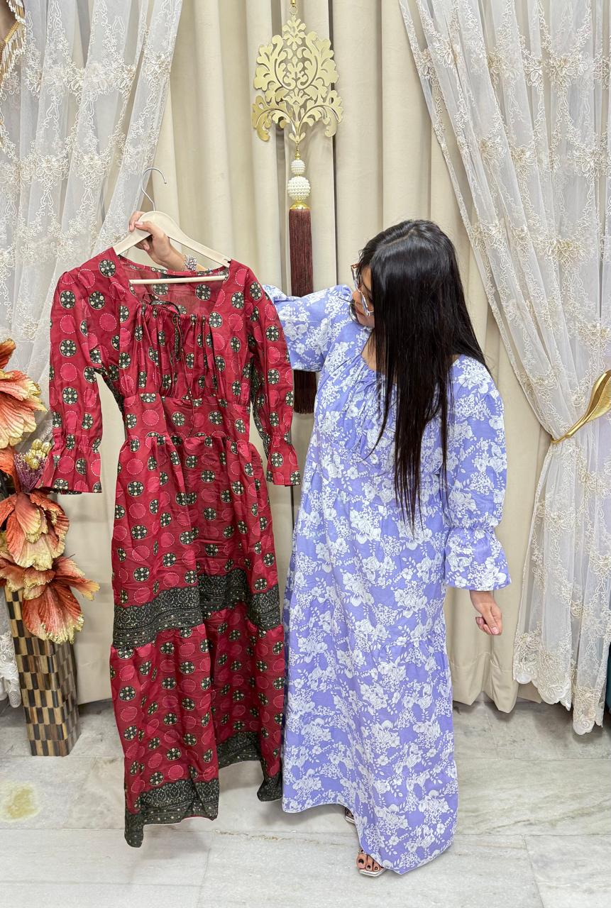 Comfortable Smocked Feeding Dress for Daily Wear (M to 5XL)