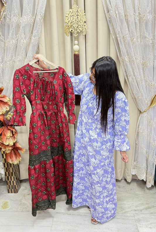 Comfortable Smocked Feeding Dress for Daily Wear (M to 5XL)