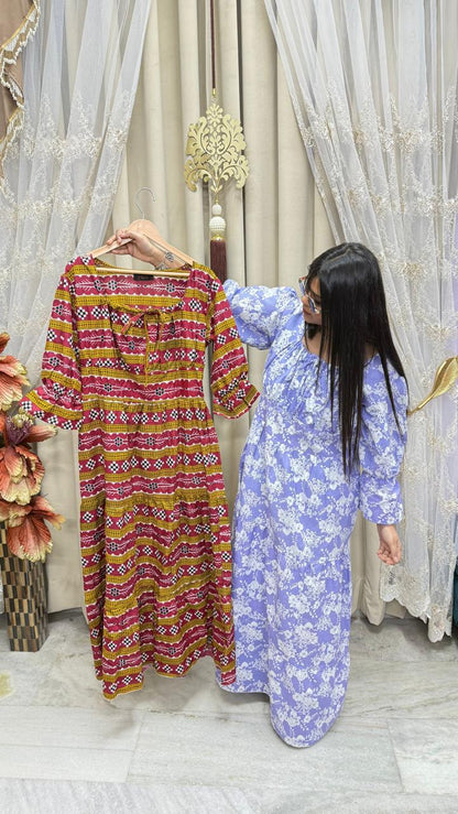 Comfortable Smocked Feeding Dress for Daily Wear (M to 5XL)
