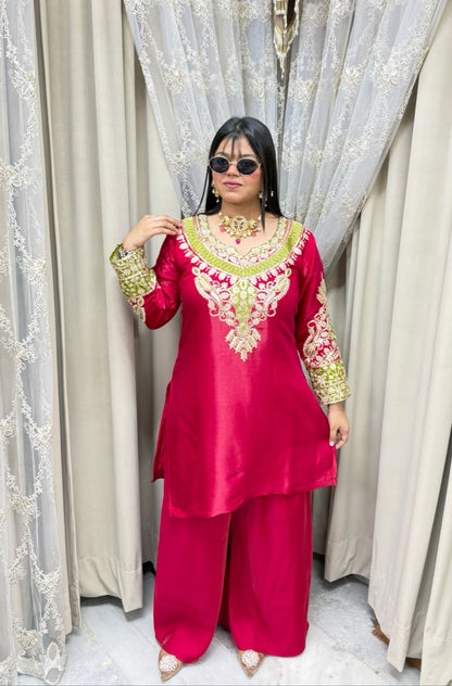 Beautiful Designer 3 Piece Suit for Women | Glass Shimmer Silk Party Wear Suit