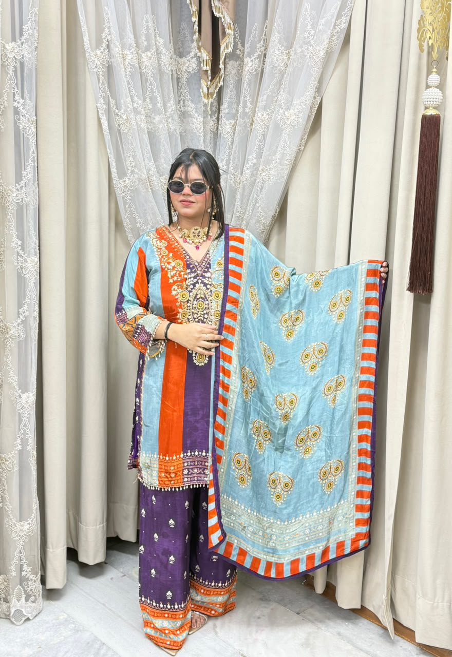 Pure Crepe Designer Suit for Women | Premium Party Wear Suit with Elegant Work