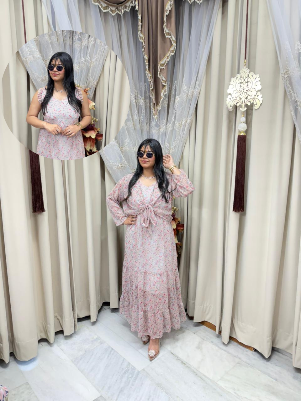 Pinterest Inspired Georgette Shrug Dress for Women – Stylish & Trendy (Free Size M-3XL)