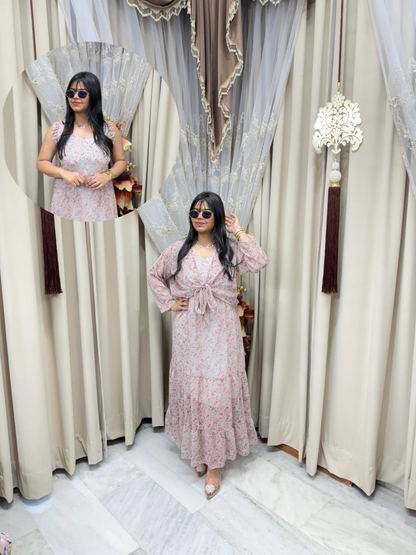 Pinterest Inspired Georgette Shrug Dress for Women – Stylish & Trendy (Free Size M-3XL)