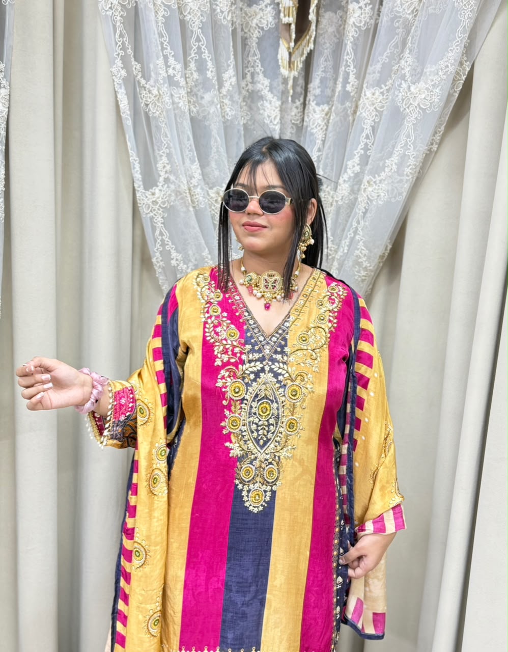 Pure Crepe Designer Suit for Women | Premium Party Wear Suit with Elegant Work