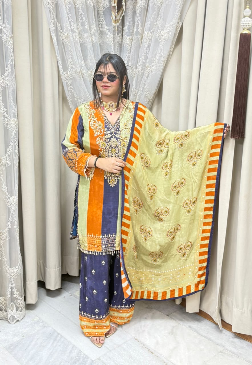Pure Crepe Designer Suit for Women | Premium Party Wear Suit with Elegant Work