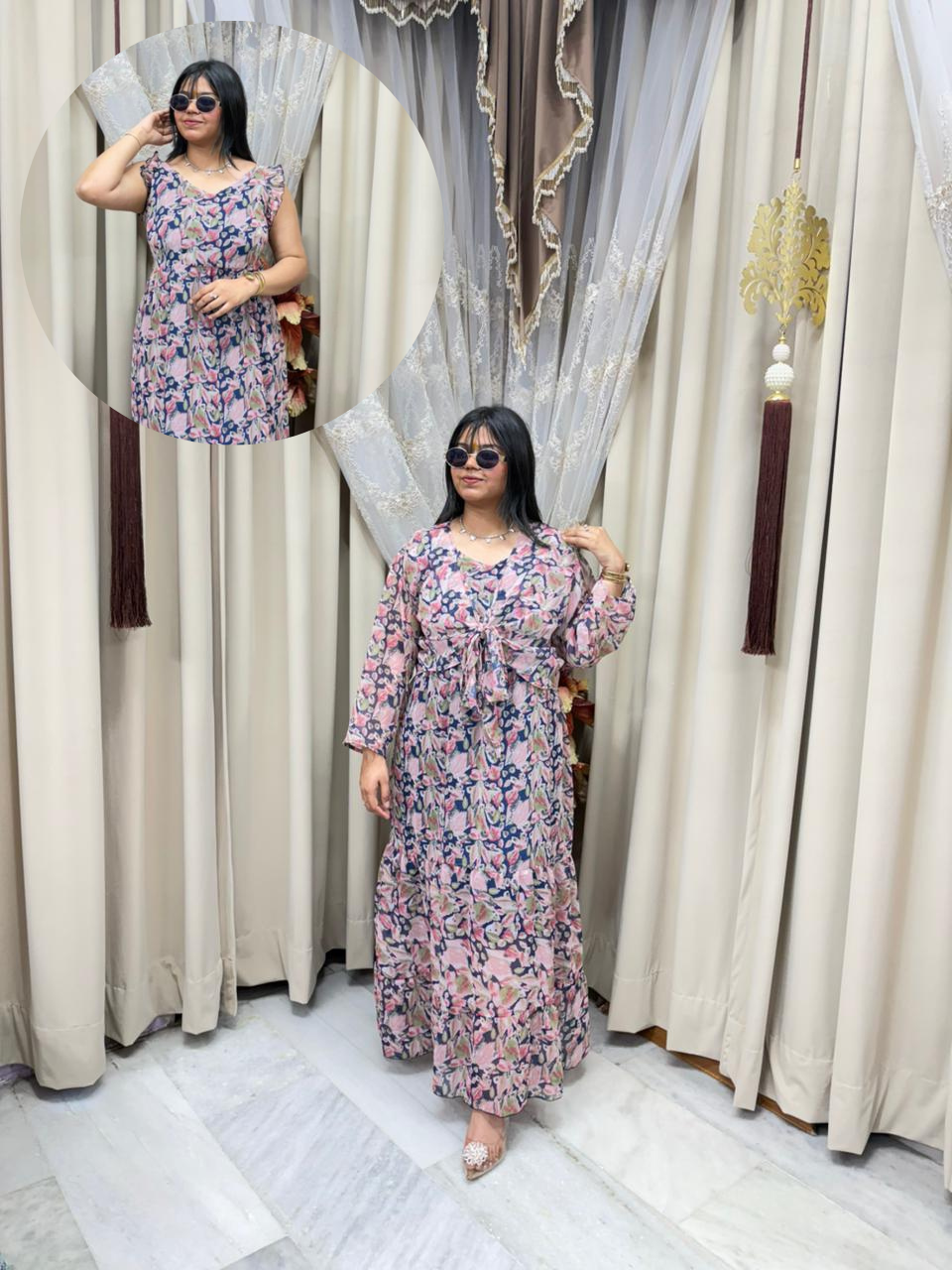 Pinterest Inspired Georgette Shrug Dress for Women – Stylish & Trendy (Free Size M-3XL)