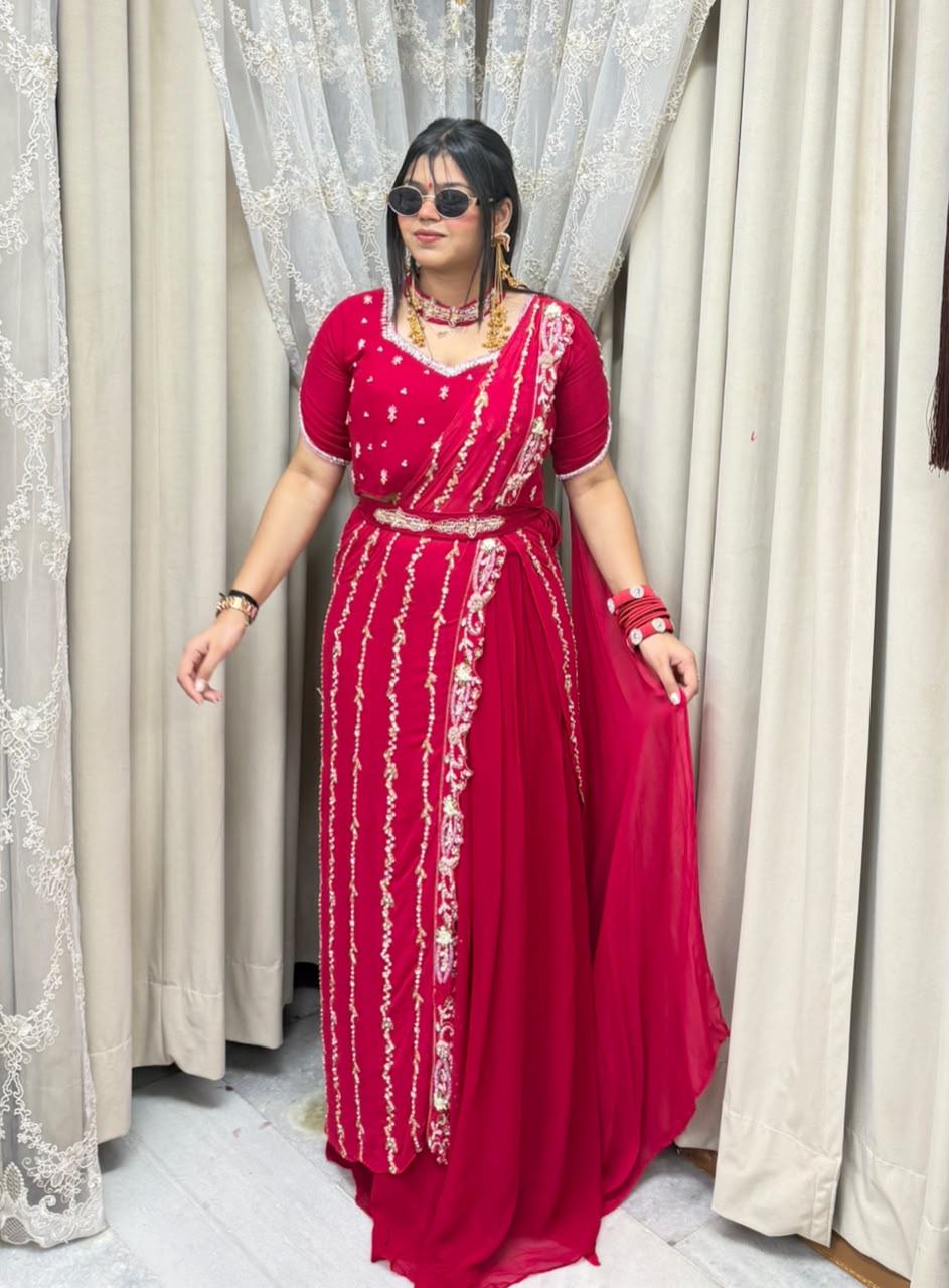 Designer Ready-to-Wear Saree for Women | Premium Pink Saree