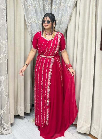 Designer Ready-to-Wear Saree for Women | Premium Pink Saree