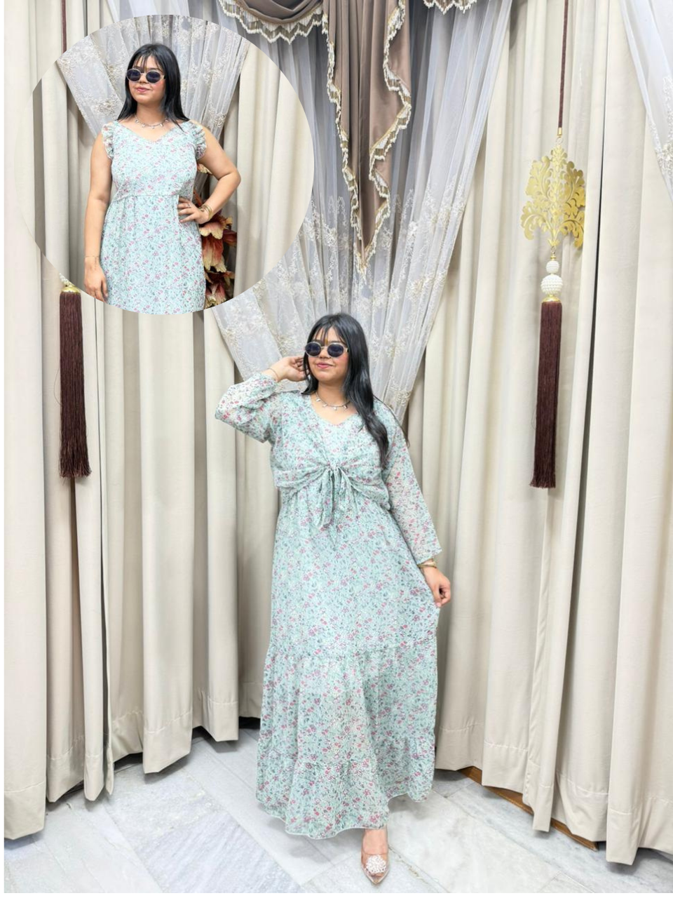 Pinterest Inspired Georgette Shrug Dress for Women – Stylish & Trendy (Free Size M-3XL)