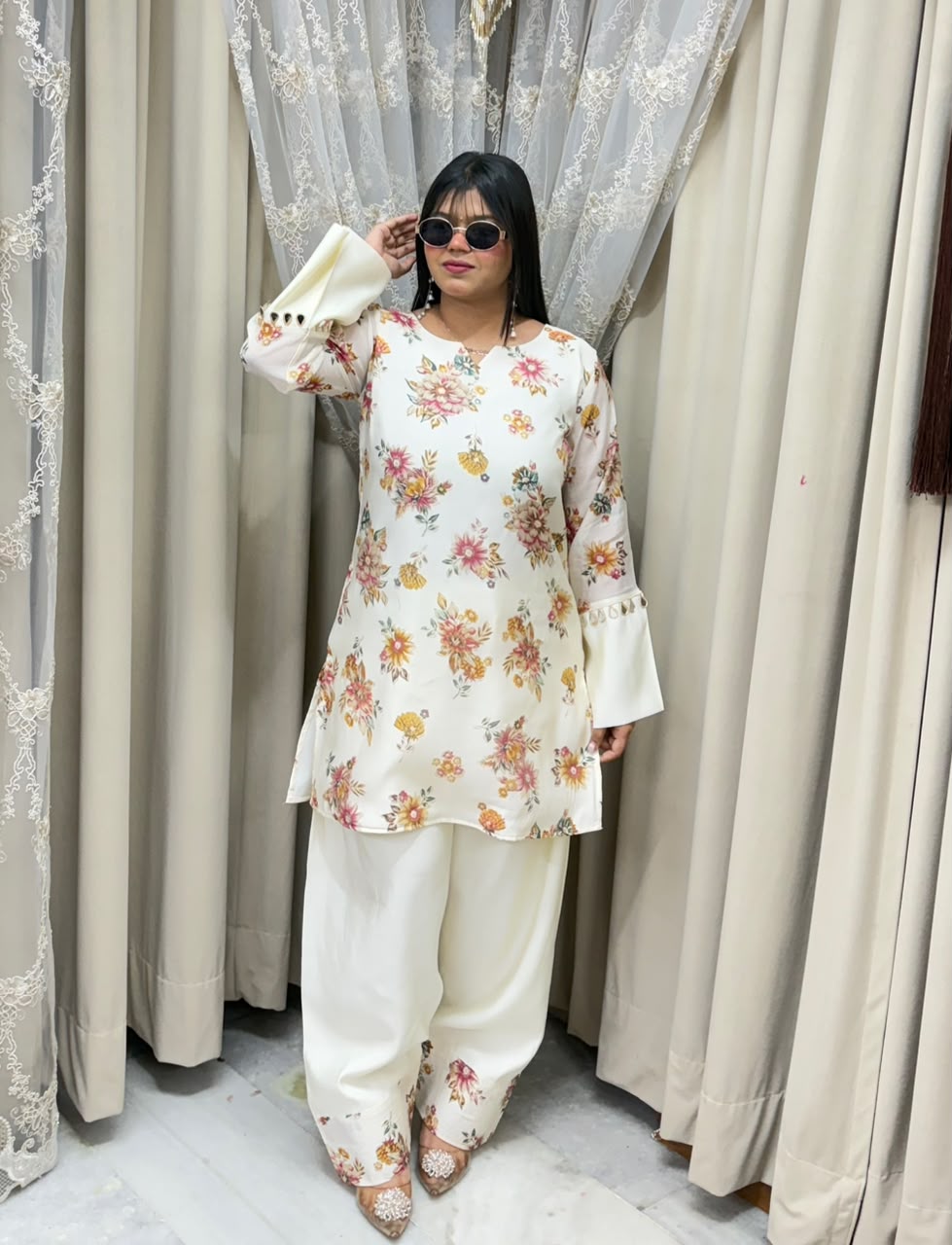 Designer Mul Chanderi Farshi Cordset for Women | Premium Traditional Co-Ord Set