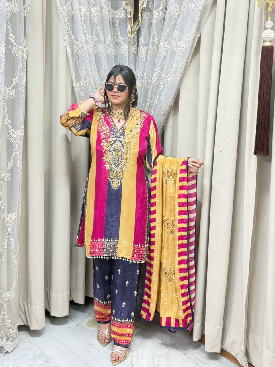 Pure Crepe Designer Suit for Women | Premium Party Wear Suit with Elegant Work