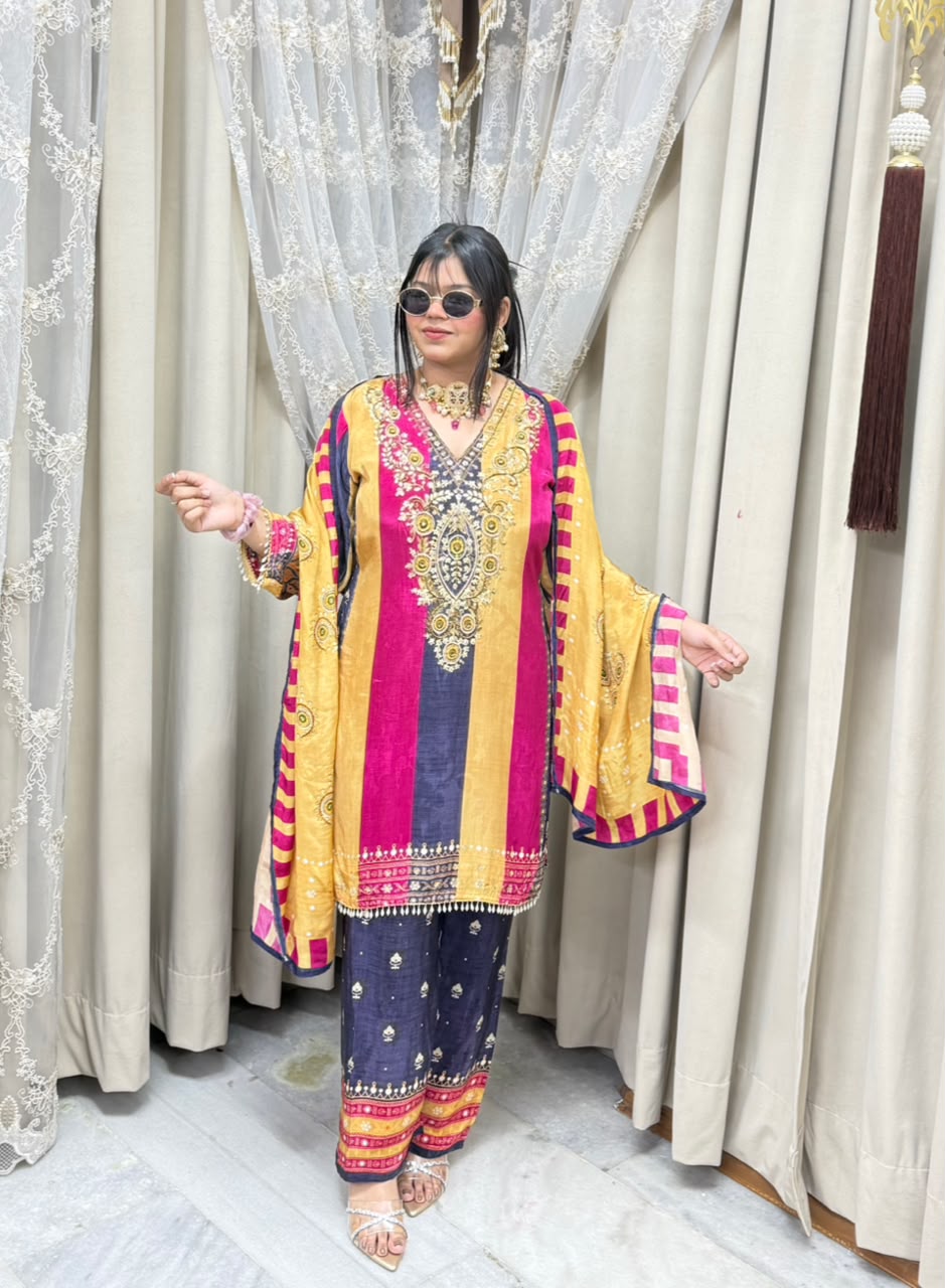 Pure Crepe Designer Suit for Women | Premium Party Wear Suit with Elegant Work