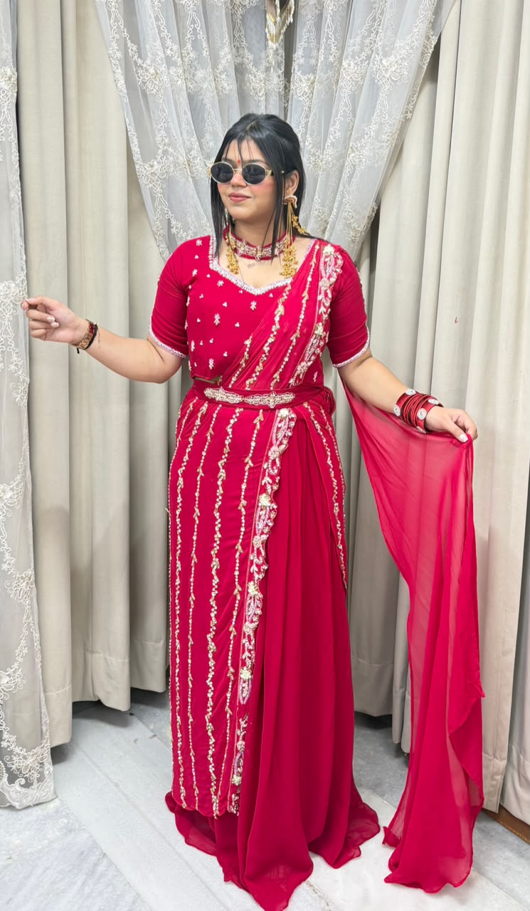 Designer Ready-to-Wear Saree for Women | Premium Pink Saree