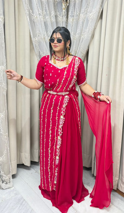 Designer Ready-to-Wear Saree for Women | Premium Pink Saree