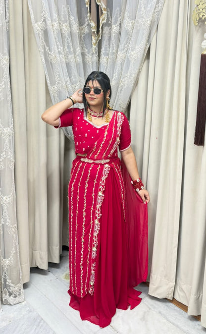 Designer Ready-to-Wear Saree for Women | Premium Pink Saree