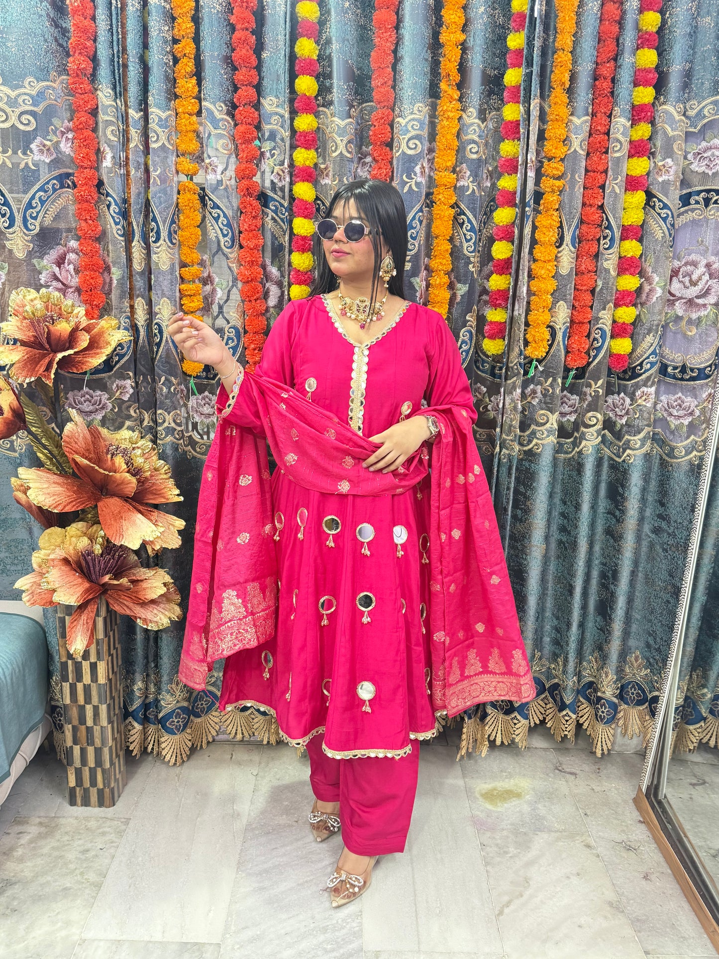 Mirror Anarkali  Heavy Suit