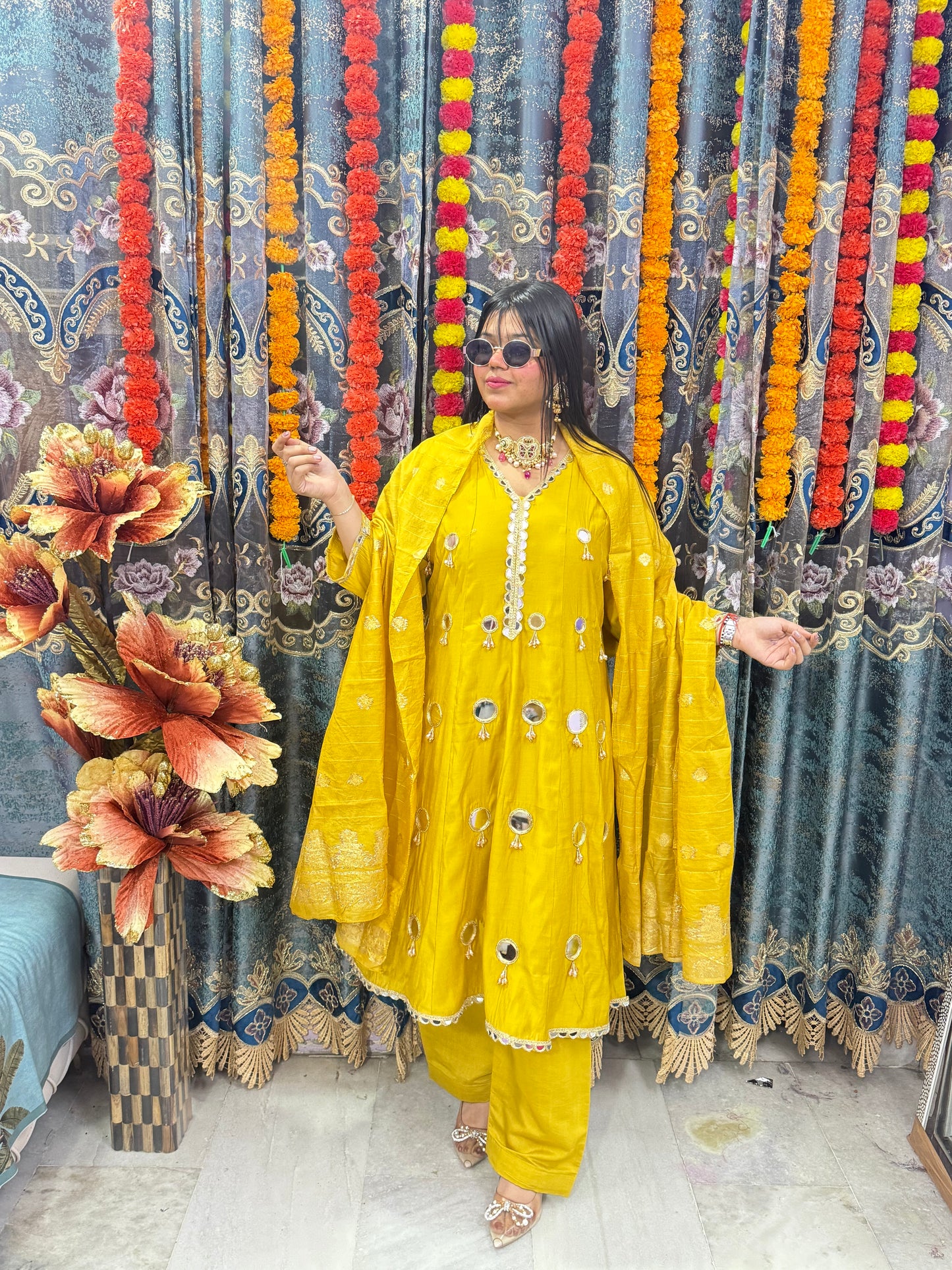 Mirror Anarkali  Heavy Suit