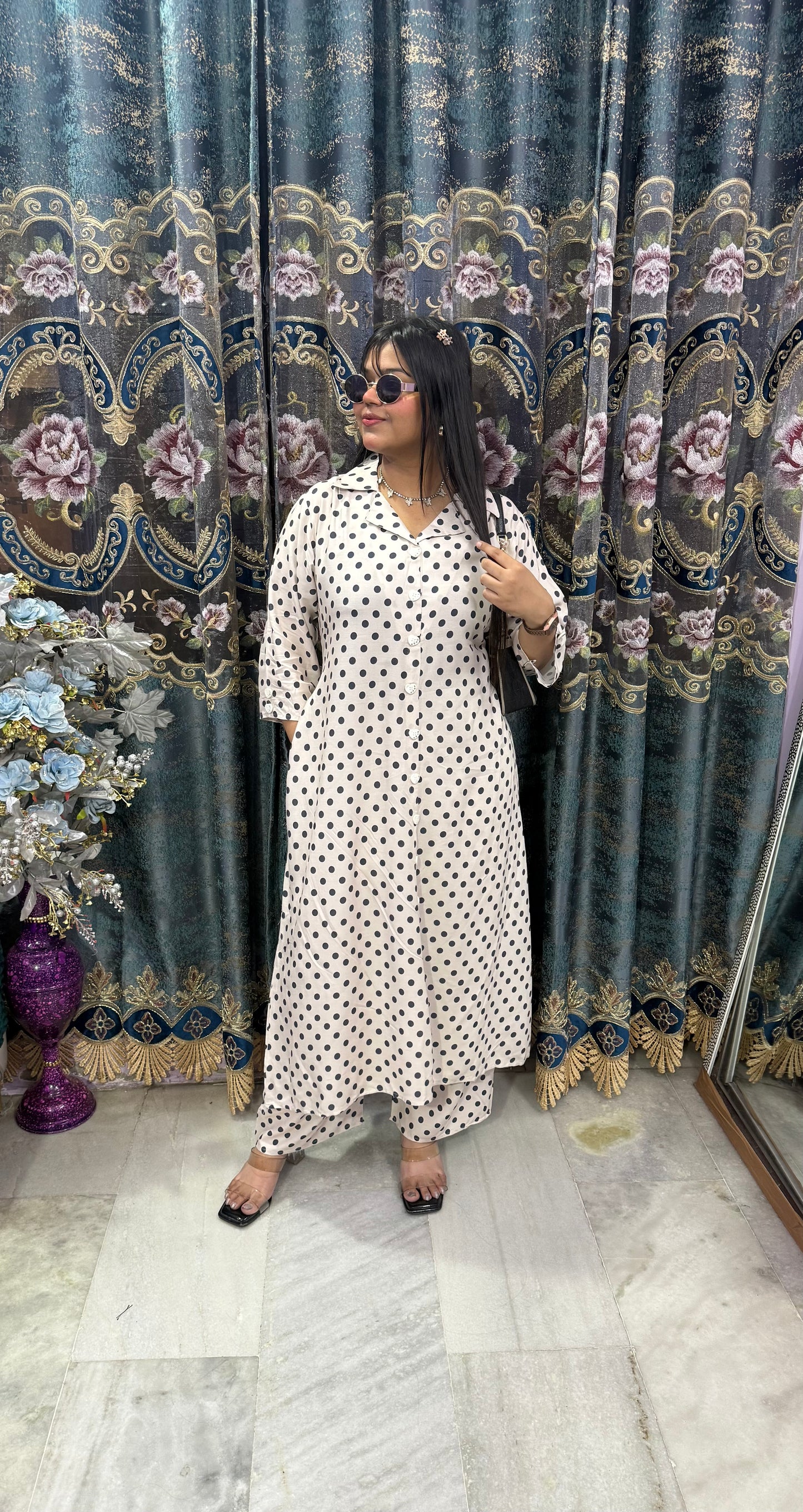 Polka Co-ord Set  2 in 1