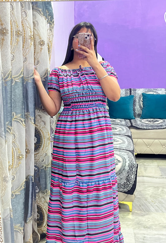 Half sleeve smock dress color zebra  print