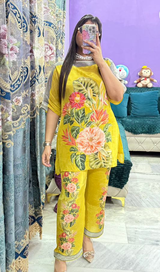 Pure Crepe Florish Co-ord Set