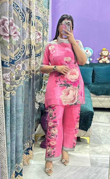 Pure Crepe Florish Co-ord Set