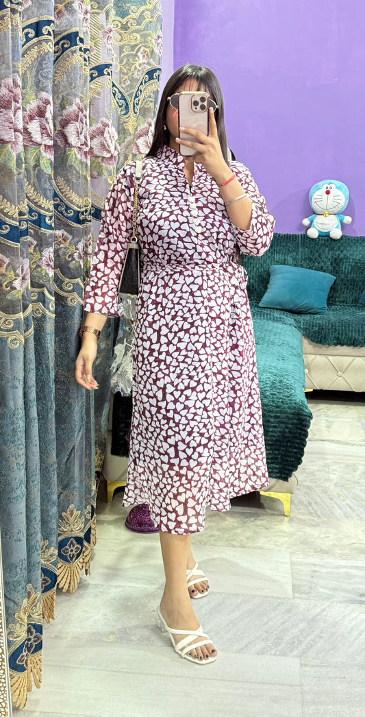 Pretty Heart Printed Georgette Dress