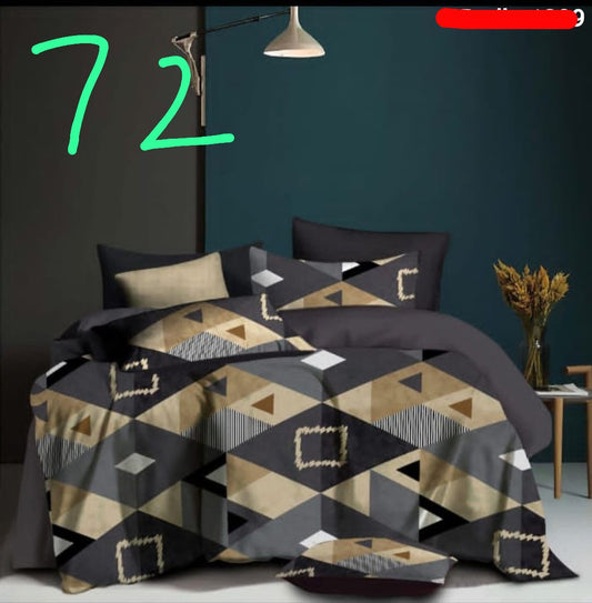 Bk fashion Nazrana 220 TC cotton double printed flat bedsheet (pack of 1+2 , Multicolor) (Copy)